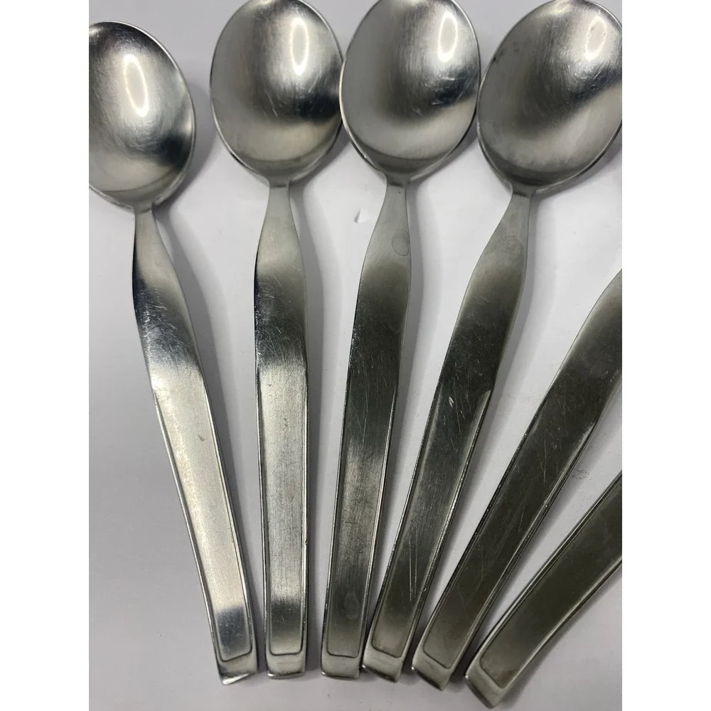 Noritake Fantasy Oval Soup Spoons Stainless Flatware 7